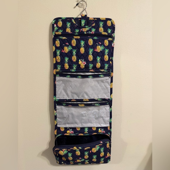 Vera Bradley Pineapple Toucan Party Print Hanging Travel Toiletry Organizer Navy - Picture 3 of 6